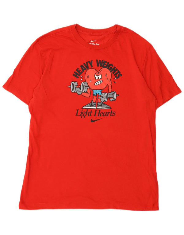 Nike Mens Dri Fit Graphic T-Shirt Top Medium Red Cotton
