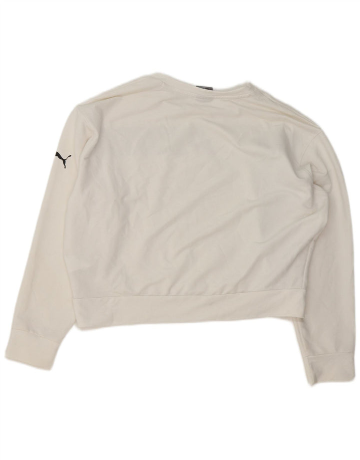 Puma Womens Oversized Crop Graphic Sweatshirt Jumper UK 6 XS White