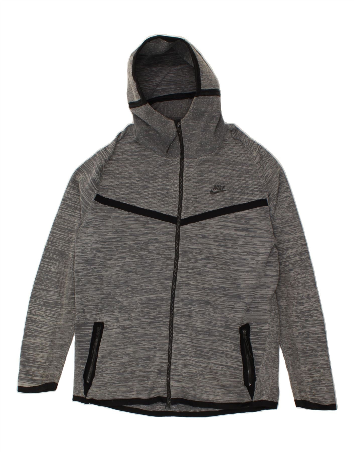 NIKEMensZipHoodieSweaterLargeGreyFleckedCotton