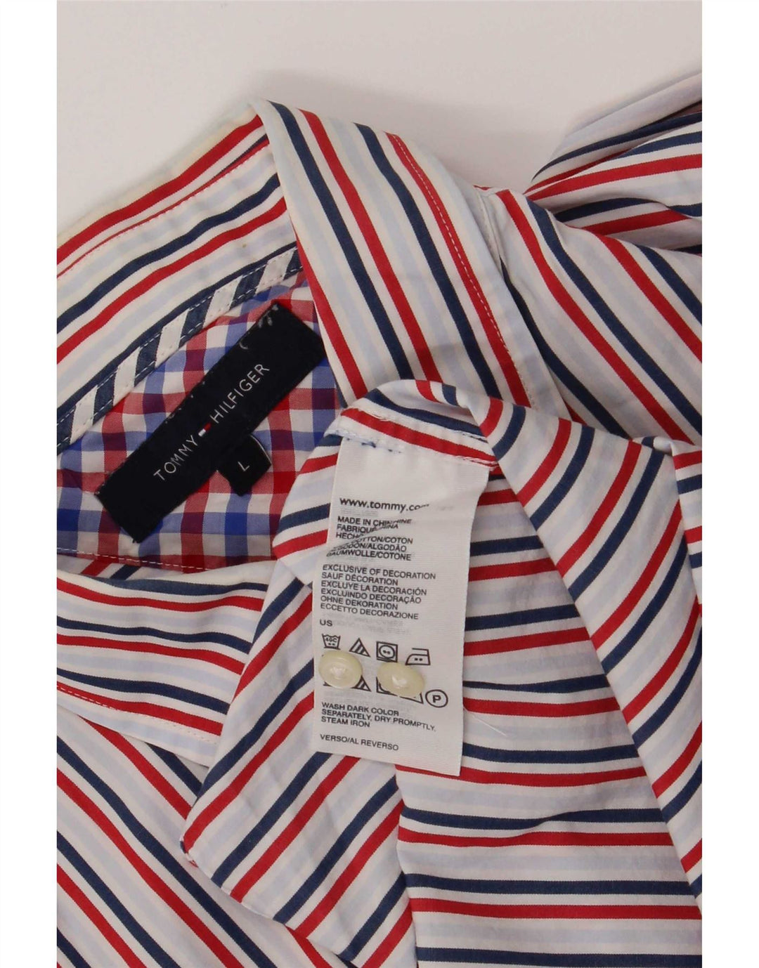 Tommy Hilfiger Mens Shirt Large Multicoloured Striped Cotton