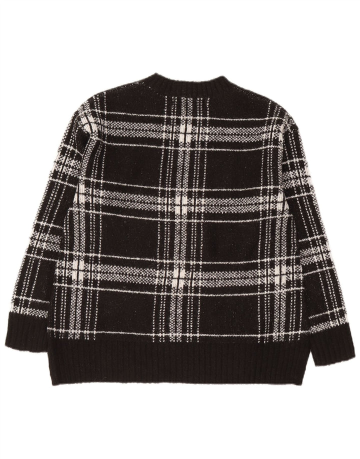 Marks & Spencer Womens Crew Neck Jumper Sweater UK 10 Small Black Check