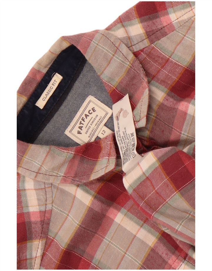 Fat Face Womens Classic Fit Flannel Shirt UK 12 Medium Red Check Cotton