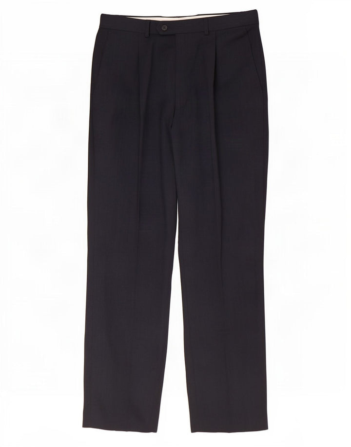 Marks & Spencer Mens Pegged Suit Trousers W34 L33 Navy Blue Polyester