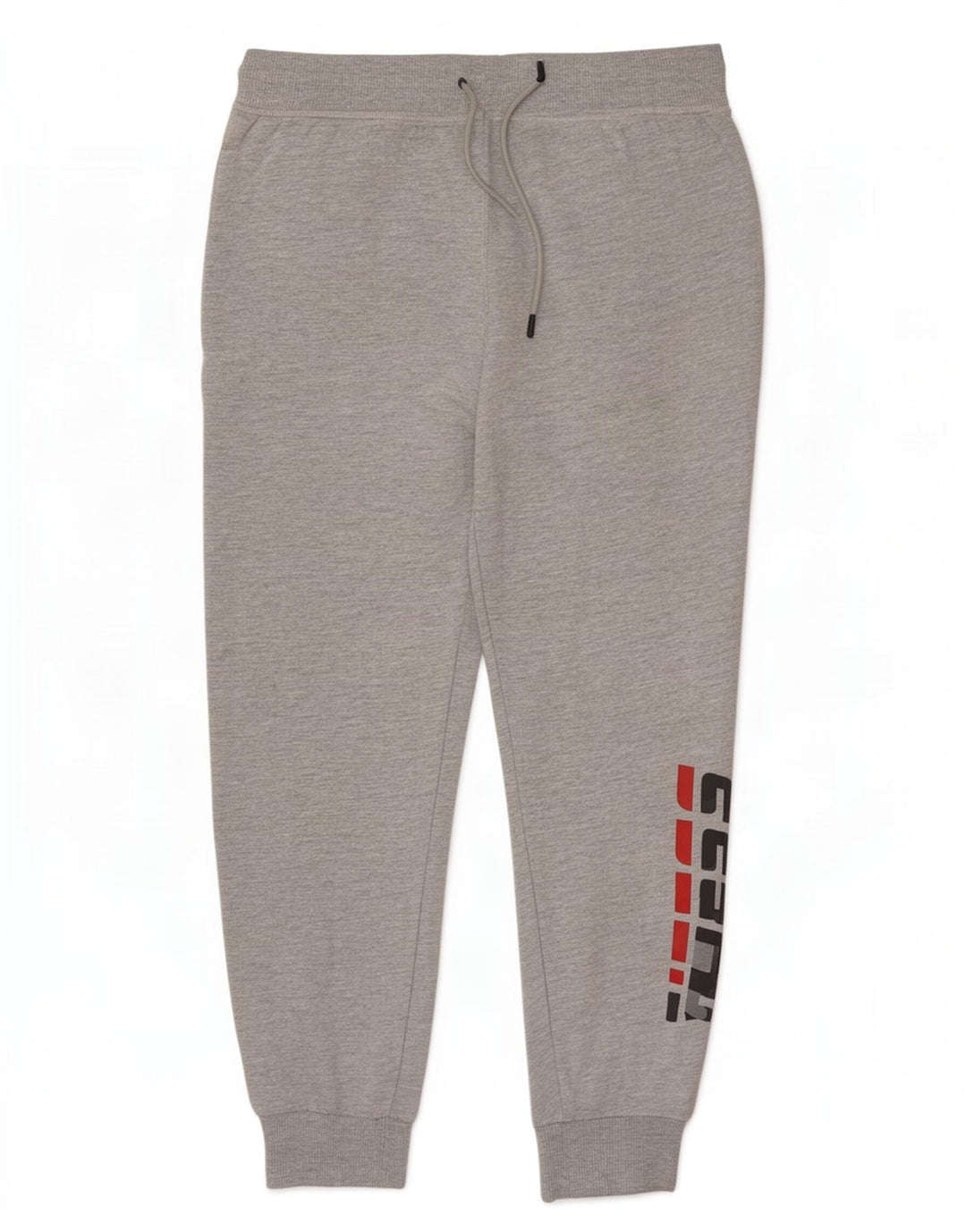 Guess Mens Graphic Tracksuit Trousers Joggers Medium Grey Flecked Cotton