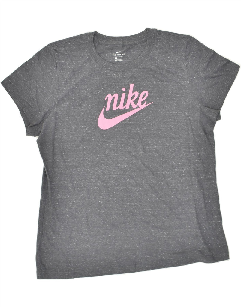 NIKE Womens Graphic T-Shirt Top UK 18 XL Grey Flecked | Vintage Nike | Thrift | Second-Hand Nike | Used Clothing | Messina Hembry 