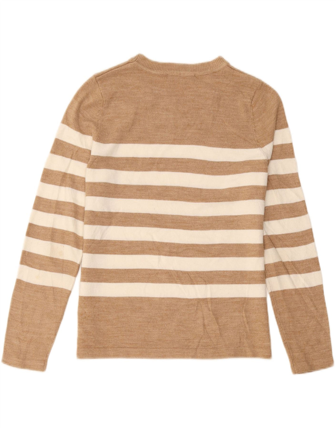 Marks & Spencer Womens Boat Neck Jumper Sweater UK 12 Medium Beige Striped