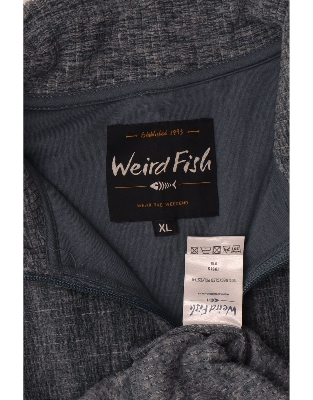 WEIRD FISH Mens Zip Neck Sweatshirt Jumper UK 18 XL Grey Flecked Polyester