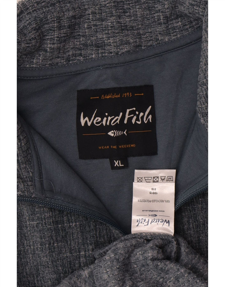 WEIRD FISH Mens Zip Neck Sweatshirt Jumper UK 18 XL Grey Flecked Polyester