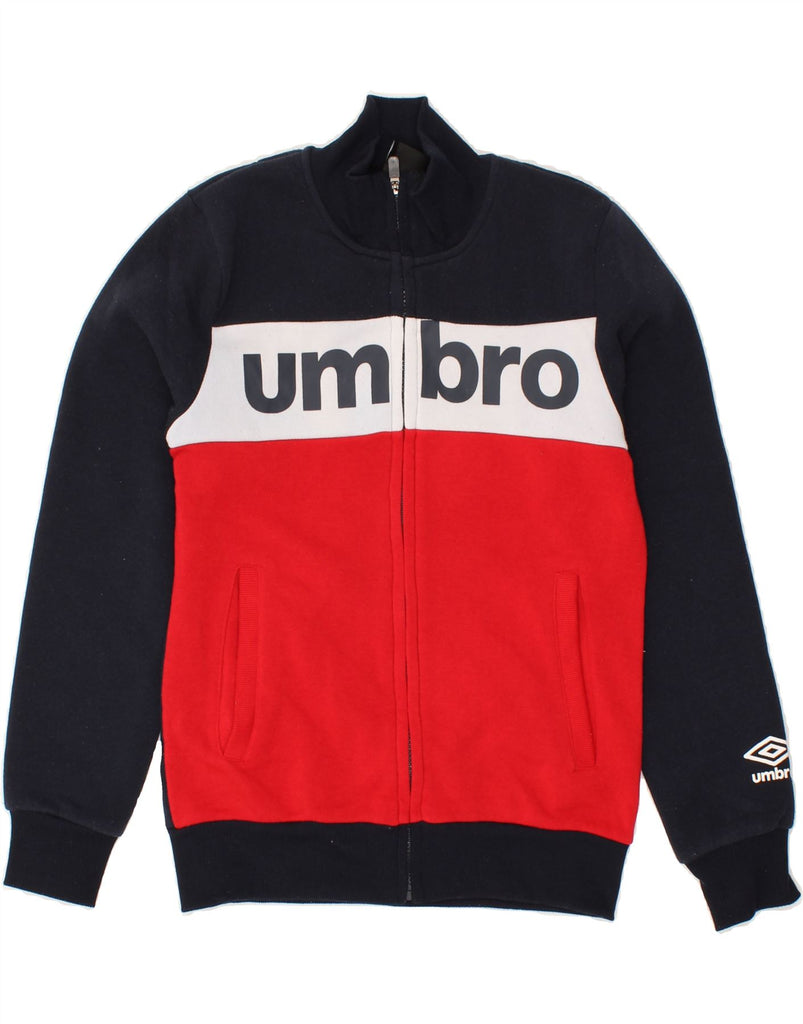 UMBRO Mens Graphic Tracksuit Top Jacket Small Navy Blue Colourblock Cotton Vintage Umbro and Second-Hand Umbro from Messina Hembry 