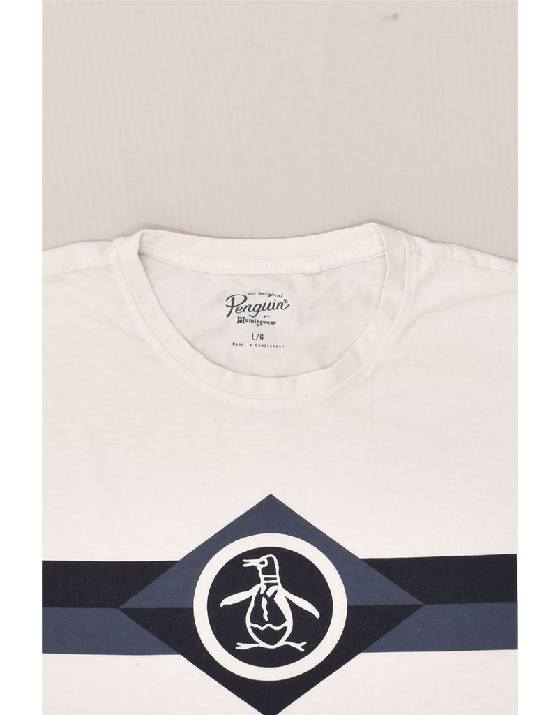 PENGUIN Mens Graphic T-Shirt Top Large White Cotton | Vintage Penguin | Thrift | Second-Hand Penguin | Used Clothing | Messina Hembry 