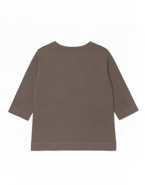 Zara Womens Graphic Top 3/4 Sleeve UK 14 Large Grey Flecked
