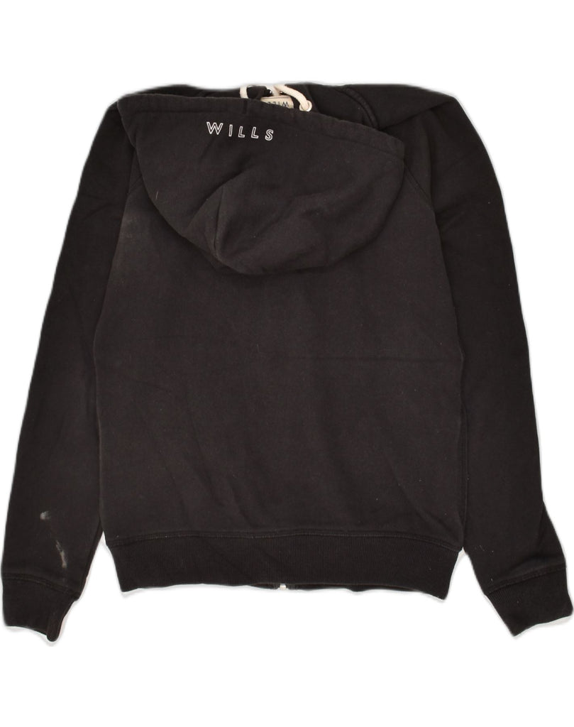 JACK WILLS Womens Zip Hoodie Sweater UK 6 XS Black Cotton | Vintage Jack Wills | Thrift | Second-Hand Jack Wills | Used Clothing | Messina Hembry 