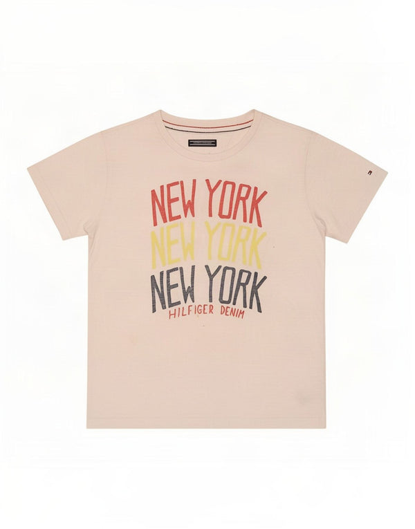 Tommy Hilfiger Womens Graphic T-Shirt Top UK 12 Medium White Cotton