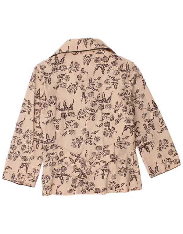 TED BAKER Womens Double Breasted Blazer Jacket Size 2 Small Beige Floral