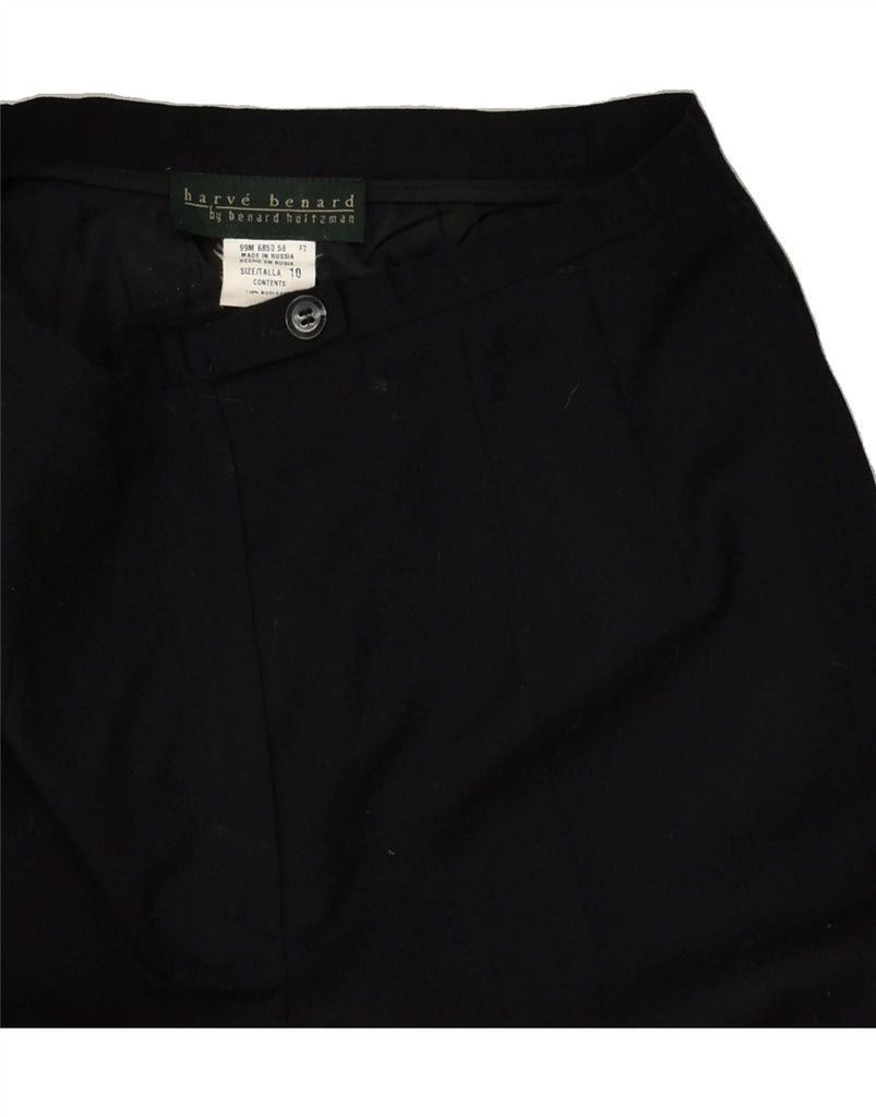 HARVE BENARD Womens Tapered Chino Trousers US 10 Large W28 L28  Black Wool | Vintage Harve Benard | Thrift | Second-Hand Harve Benard | Used Clothing | Messina Hembry 