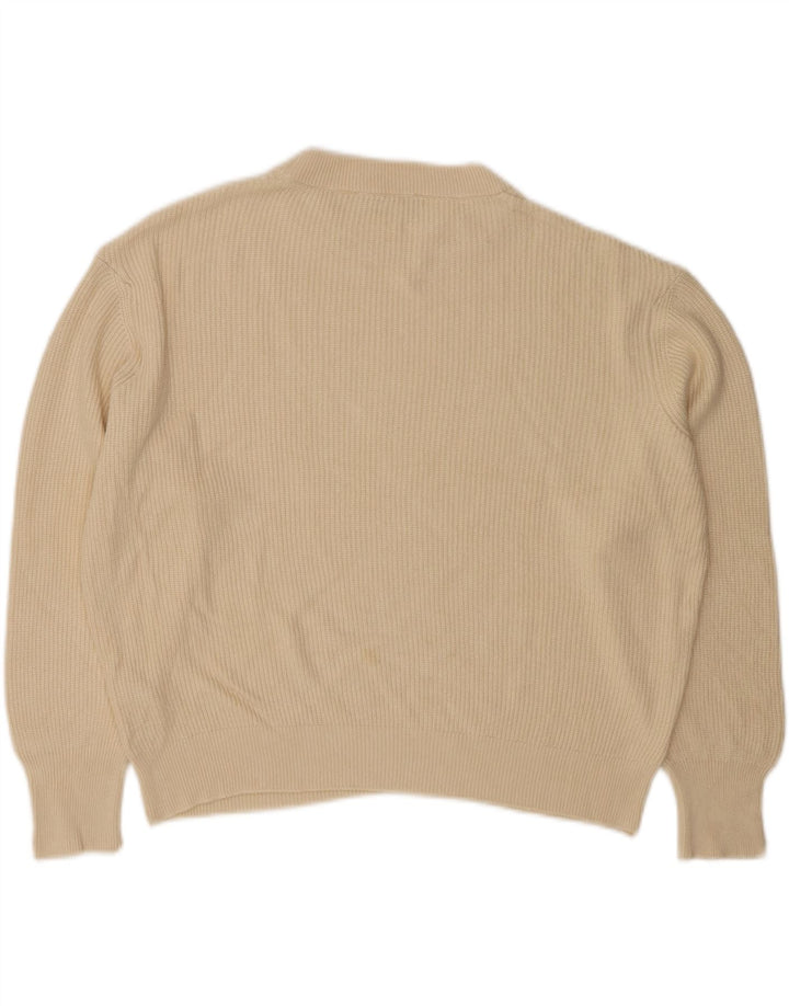 MARKS & SPENCER Womens Crop Crew Neck Jumper Sweater UK 16 Large Beige Vintage Marks & Spencer and Second-Hand Marks & Spencer from Messina Hembry 