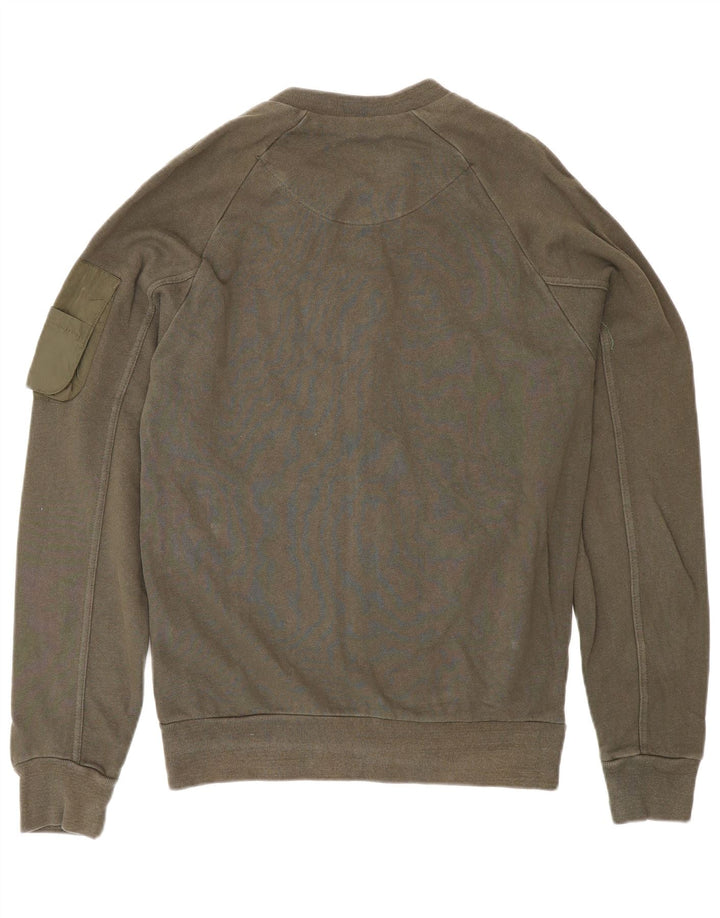 Zara Mens Tracksuit Top Jacket Small Khaki Cotton