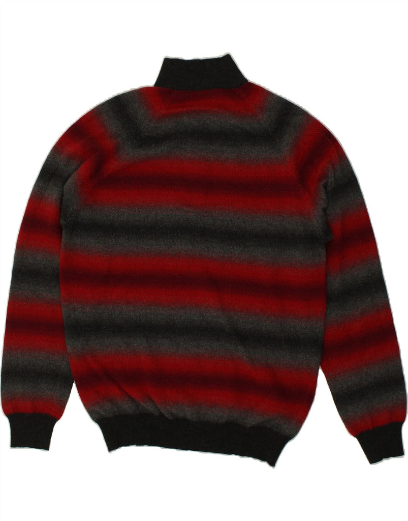 DALMINE Mens Zip Neck Jumper Sweater IT 56 XL Red Striped Wool | Vintage DALMINE | Thrift | Second-Hand DALMINE | Used Clothing | Messina Hembry 