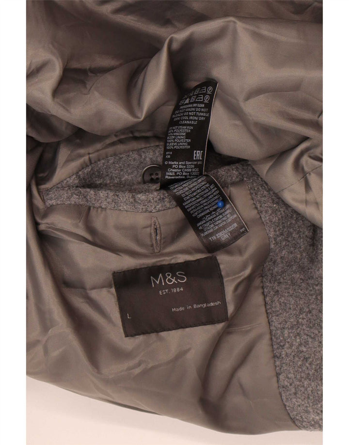 Marks & Spencer Mens Overcoat UK 40 Large Grey Polyester