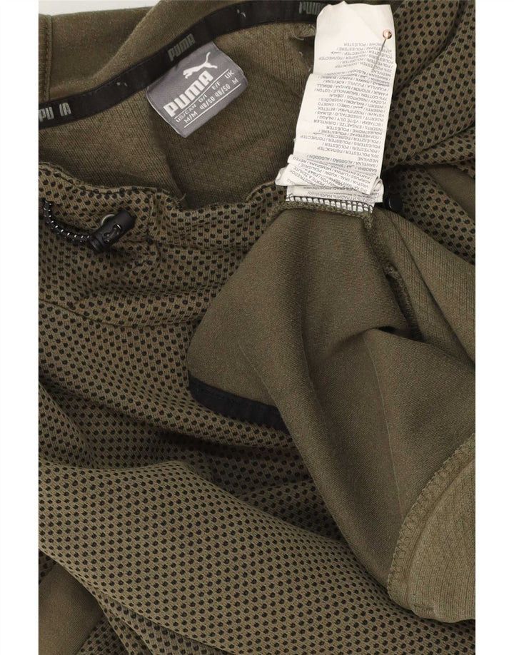Puma Mens Hoodie Jumper Medium Khaki Spotted Cotton