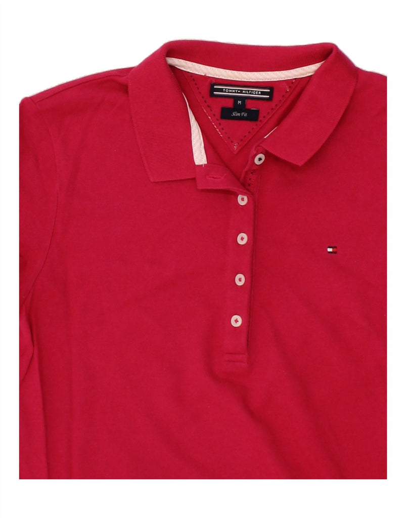 TOMMY HILFIGER Womens Slim Fit Polo Shirt UK 12 Medium Pink Cotton Vintage Tommy Hilfiger and Second-Hand Tommy Hilfiger from Messina Hembry 