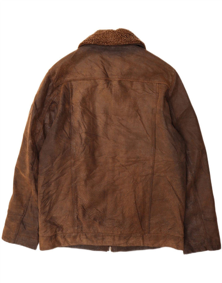 Vintage Mens Leather Jacket UK 40 Large Brown Leather Classic