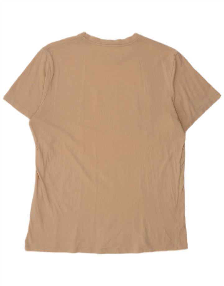 JACK & JONES Mens Graphic T-Shirt Top XL Beige Cotton