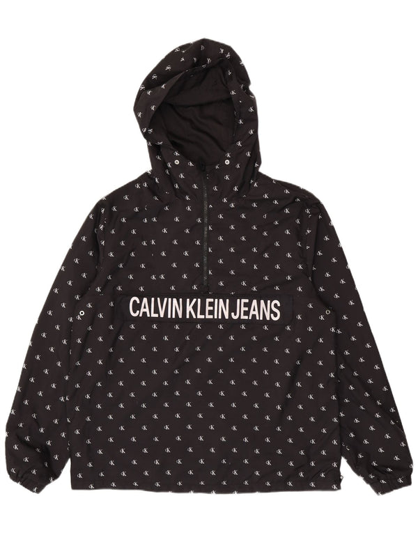 Calvin Klein Jeans Mens Graphic Hooded Anorak Jacket UK 40 Large Black