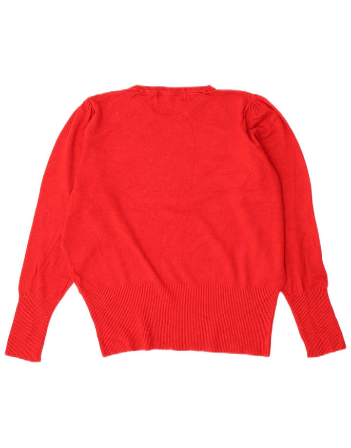 Marks & Spencer Womens Crew Neck Jumper Sweater UK 14 Medium  Red Viscose