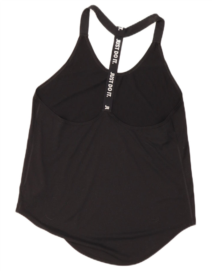 Nike Womens Dri Fit Graphic Vest Top UK 12 Medium Black Polyester