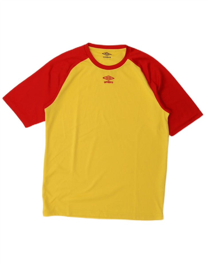 Umbro Mens T-Shirt Top Medium Yellow Colourblock
