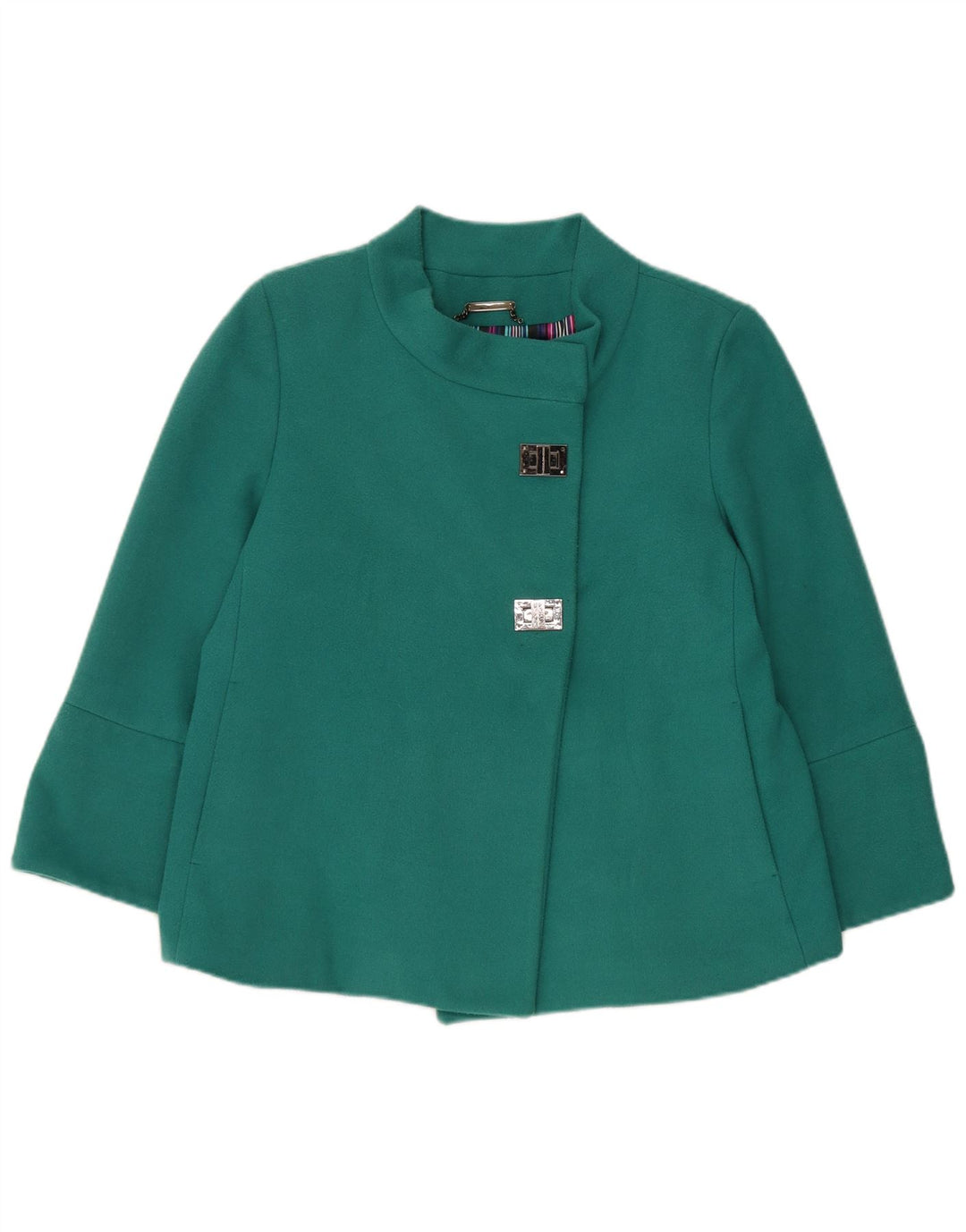 Roccobarocco Womens 3/4 Sleeve Bomber Jacket IT 44 Medium Green Polyester