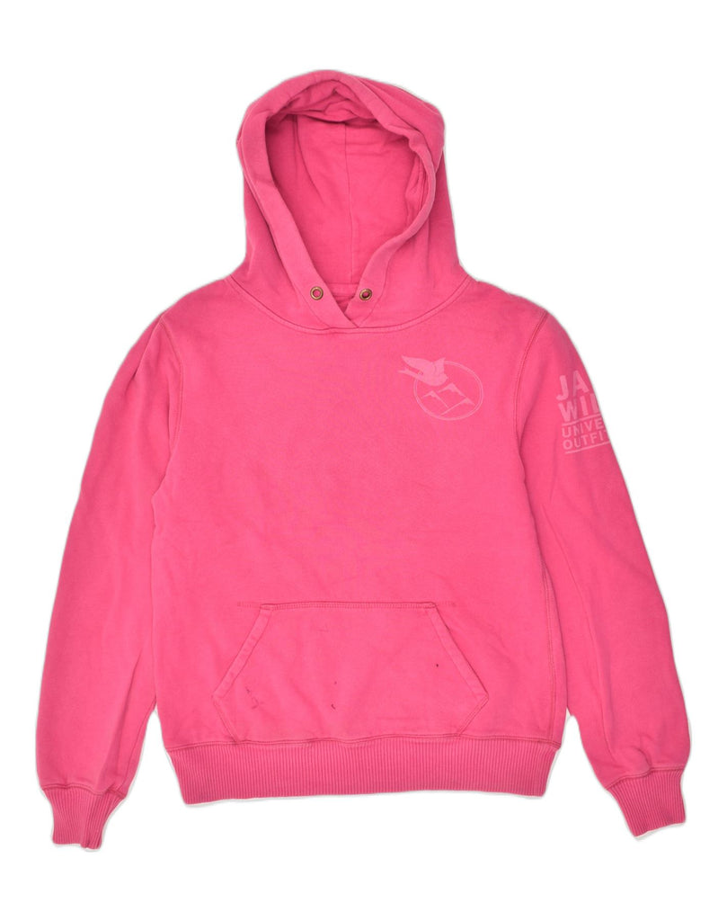 JACK WILLS Womens Graphic Hoodie Jumper UK 10 Small  Pink Cotton | Vintage Jack Wills | Thrift | Second-Hand Jack Wills | Used Clothing | Messina Hembry 