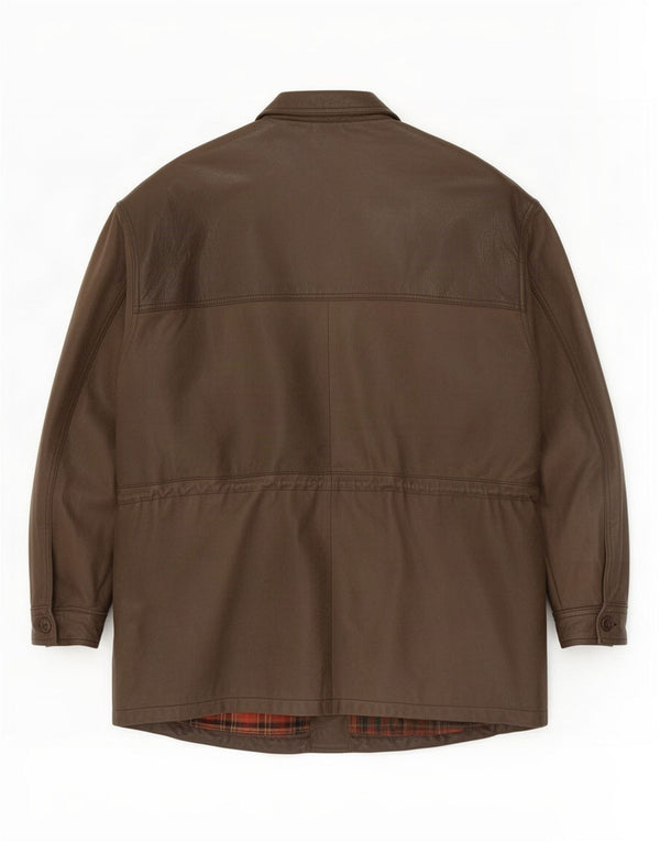 Mc Percy Mens Leather Coat UK 56 3XL Khaki
