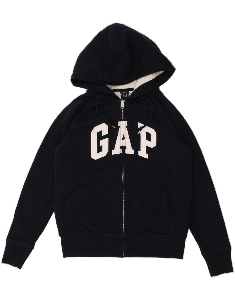 GAP Womens Graphic Zip Hoodie Sweater XS Navy Blue Cotton | Vintage Gap | Thrift | Second-Hand Gap | Used Clothing | Messina Hembry 