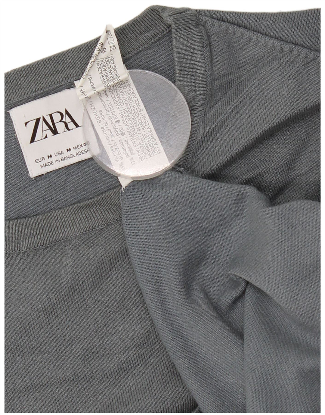Zara Womens Crew Neck Jumper Sweater UK 14 Medium Grey Viscose