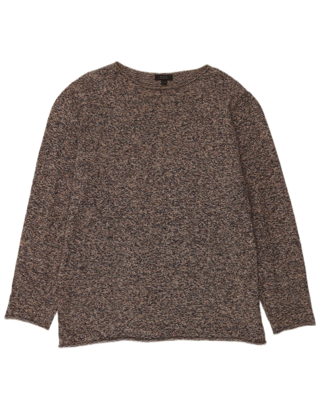 Cos Womens Oversized Boat Neck Jumper Sweater UK 14 Medium Brown Flecked