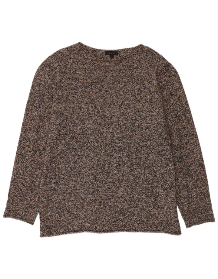 Cos Womens Oversized Boat Neck Jumper Sweater UK 14 Medium Brown Flecked