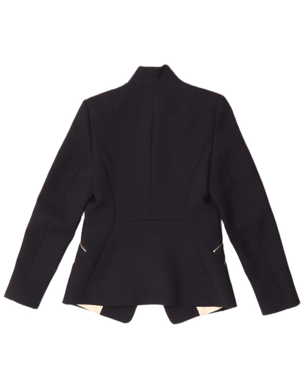 Reiss Womens 1 Button Blazer Jacket UK 10 Small Navy Blue Polyester