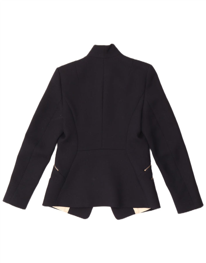 Reiss Womens 1 Button Blazer Jacket UK 10 Small Navy Blue Polyester