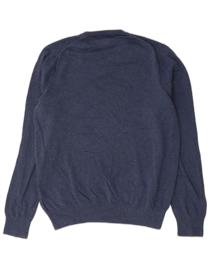 Marks & Spencer Mens V-Neck Jumper Sweater Medium Navy Blue Cotton