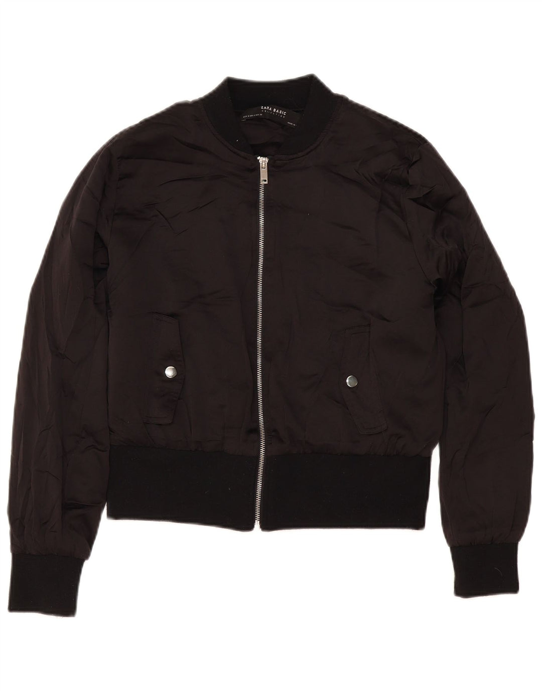 Zara Womens Bomber Jacket UK 14 Medium Black Polyester