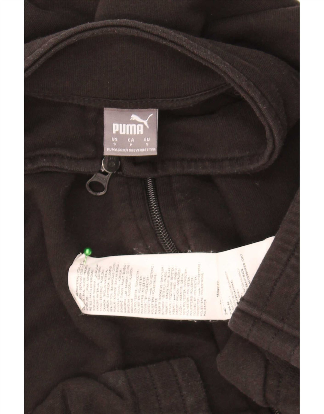Puma Womens Crop Oversized Tracksuit Top Jacket UK 10 Small Black Cotton
