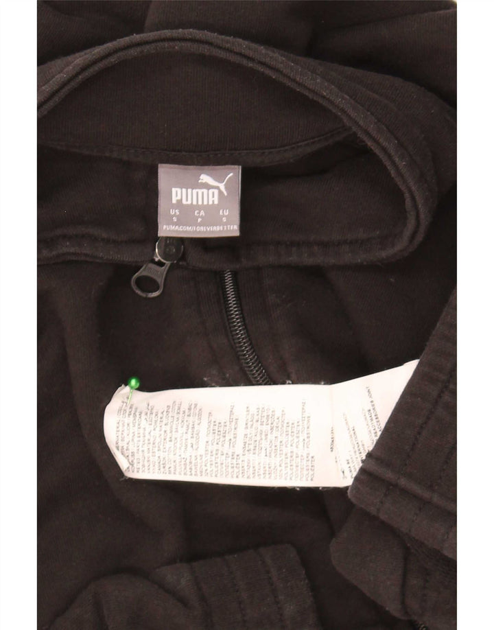 Puma Womens Crop Oversized Tracksuit Top Jacket UK 10 Small Black Cotton
