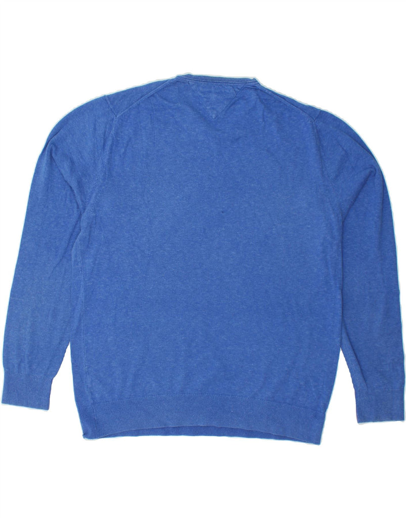 TOMMY HILFIGER Mens Crew Neck Jumper Sweater XL Blue Cotton | Vintage Tommy Hilfiger | Thrift | Second-Hand Tommy Hilfiger | Used Clothing | Messina Hembry 