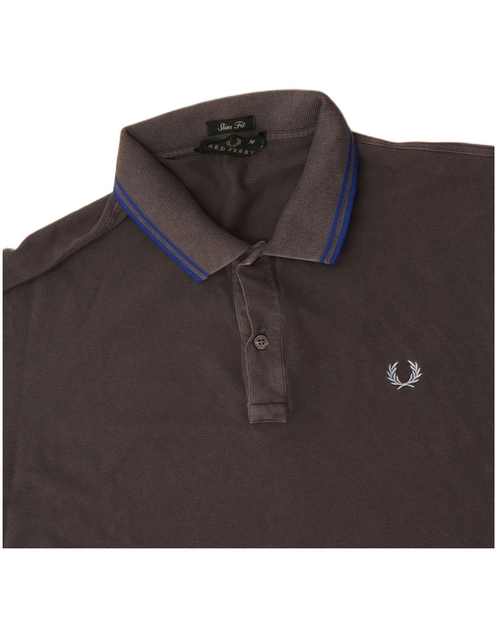 FRED PERRY Mens Slim Fit Polo Shirt Medium Grey Cotton