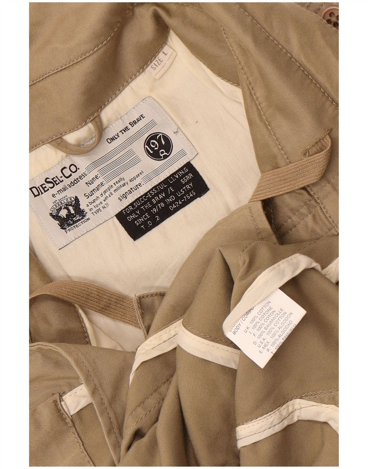 Diesel Mens Utility Jacket UK 40 Large Beige Cotton