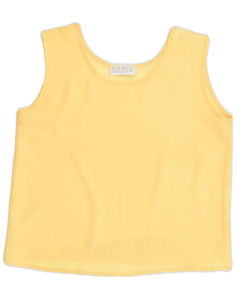 ELISA LANDRI Womens Vest Top UK 16 Large Yellow Cotton | Vintage Elisa Landri | Thrift | Second-Hand Elisa Landri | Used Clothing | Messina Hembry 