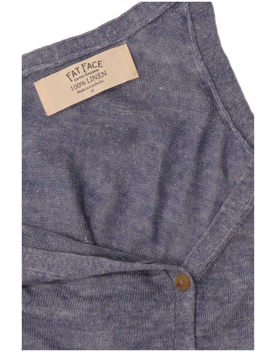 FAT FACE Womens Sleeveless Cardigan Sweater UK 10 Small Blue Linen