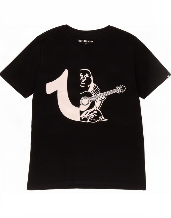 True Religion Mens Graphic T-Shirt Top Medium Black Cotton